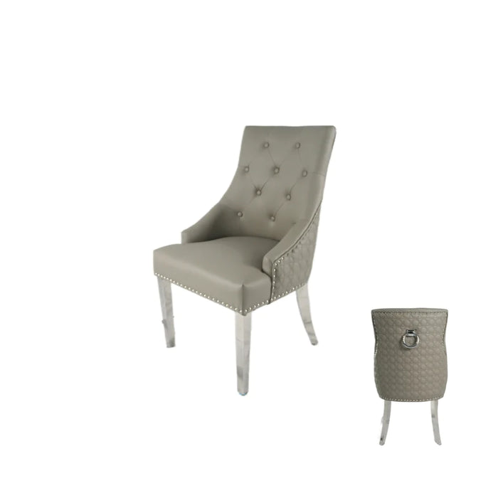 Roma PU Light Grey with Ring knocker Dining Chair