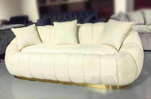 Cloud Boucle Fabric 3 Seater Cream And Gold