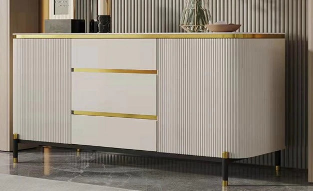 Bella Ribbed Furniture Range - White & Gold