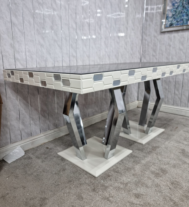 Roma Dining Table 180cm White & Chrome