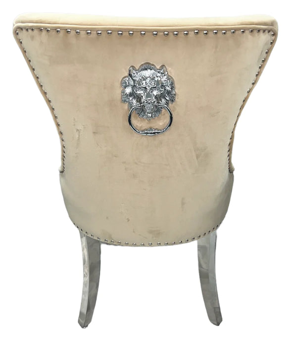 Chelsea Cream Velvet Lion knocker Dining chair!