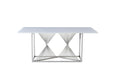 Amelia White Ceramic 180cm Silver Frame Table Only