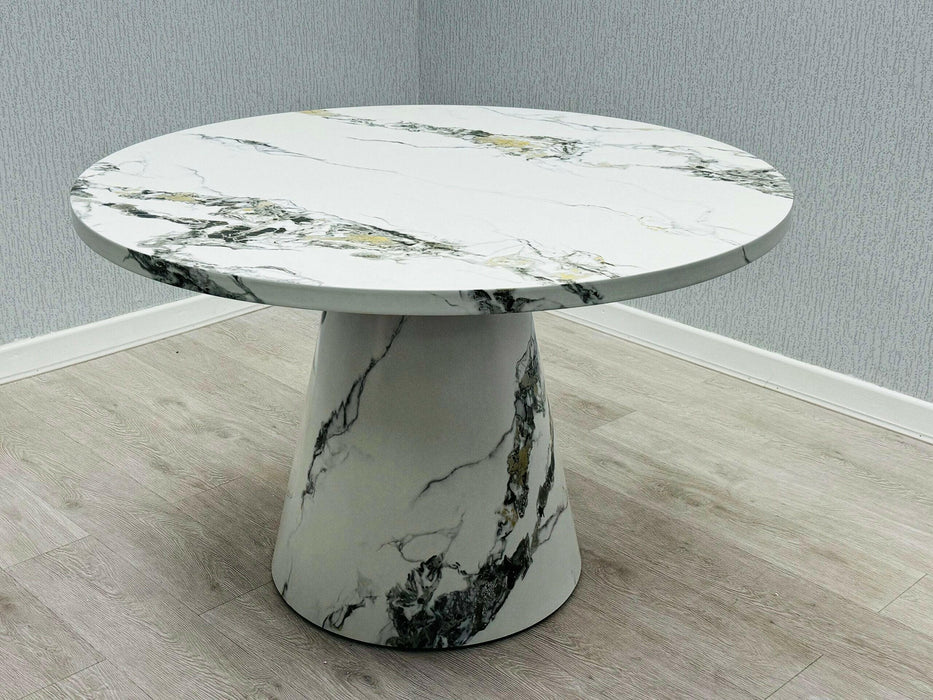 Capri Round Marble Effect Dining Table Set