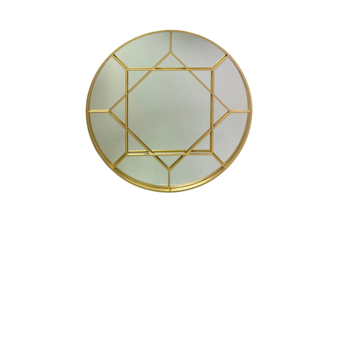 Round Mirror with Gold Detailing