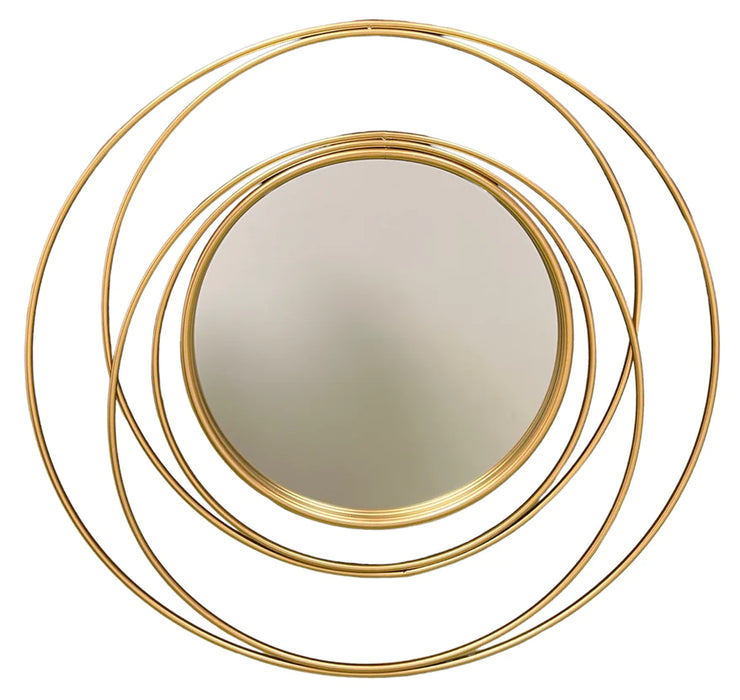 Round wall mirror with gold detailed pattern