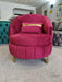 Khalifa Tufted Berjer Chair - Red Velvet & Gold