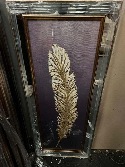 3D Glitter Wall Art Gold Feather