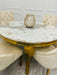 Louis Round Marble Dining Table With Gold Legs + 4 x Majestic Dining Chairs