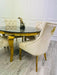 Louis Round Marble Dining Table With Gold Legs + 4 x Majestic Dining Chairs