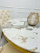 Louis Round Marble Dining Table With Gold Legs + 4 x Majestic Dining Chairs