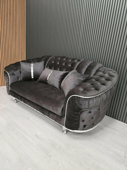 Konan 2 Seater In Grey & Chrome -