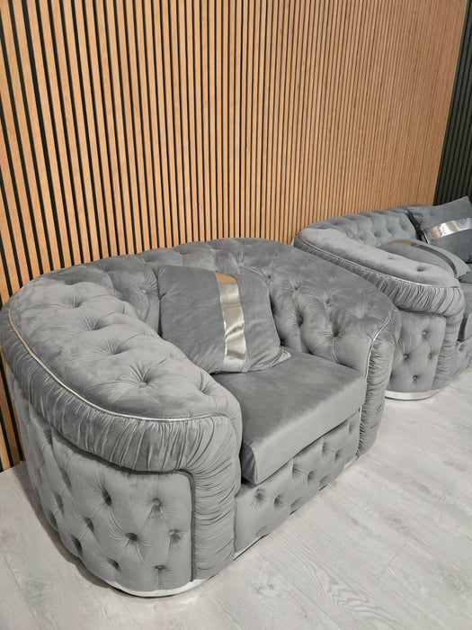 Ambassador Corner Sofa  270cm x 270cm Grey Plush Velvet