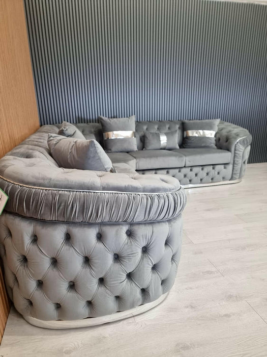 Ambassador Corner Sofa  270cm x 270cm Grey Plush Velvet