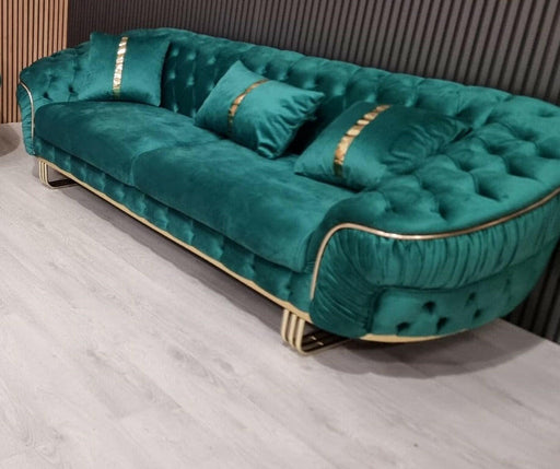 Ambassador Special 3 Seater Sofa In Emerald Green & Gold