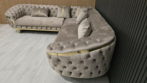 Bvlgari special corner sofa in beige and gold 270x270cm