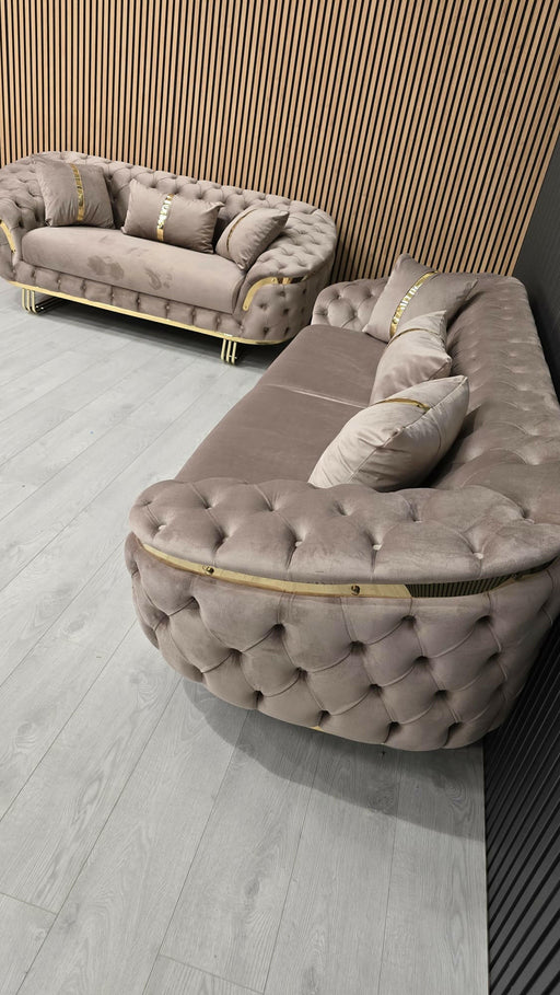 Bvlgari special 3+2 sofa in beige and gold