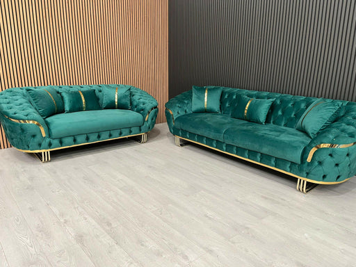Bvlgari Special 3+2 Sofa in Emerald Green  and Gold
