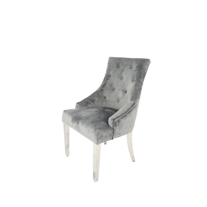Roma Dark Grey Lion knocker Dining Chair