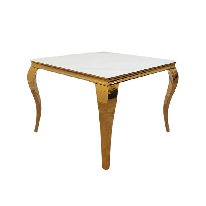 Louis Dining Table Gold with Glass/Sintered Stone Top