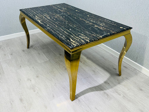 Louis Gold Dining Table 1.5 - Black Marble