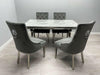 Sofia Grey & Silver Dining Table + Majestic Lion Knocker Back Dining Chairs