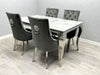 Sofia Grey & Silver Dining Table + Majestic Lion Knocker Back Dining Chairs