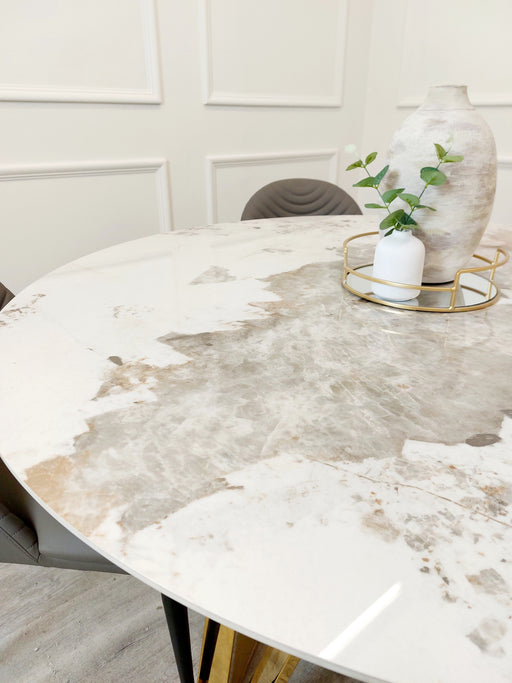 Nero Gold 1.3 Round Dining Table with Sintered Stone Top