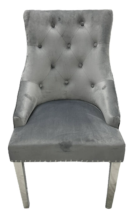 Roma Dark Grey Lion knocker Dining Chair