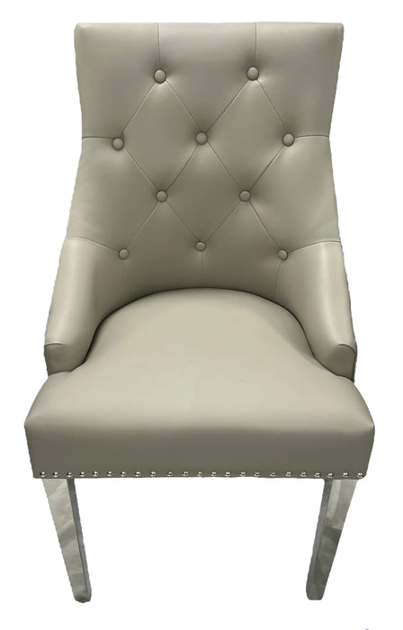 Roma PU Light Grey with Ring knocker Dining Chair