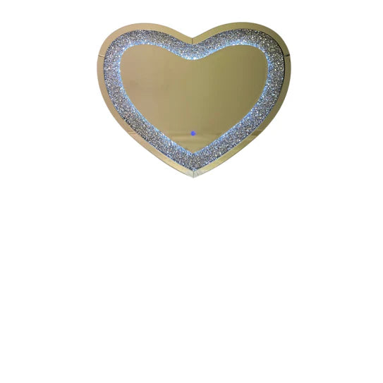 Crushed diamond  heart wall mirror