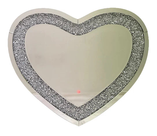 Crushed diamond  heart wall mirror