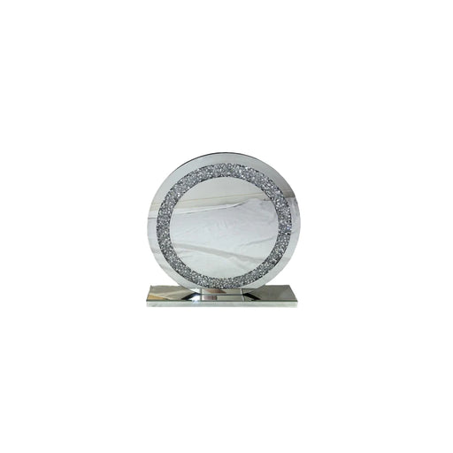 Crushed diamond round dressing table mirror
