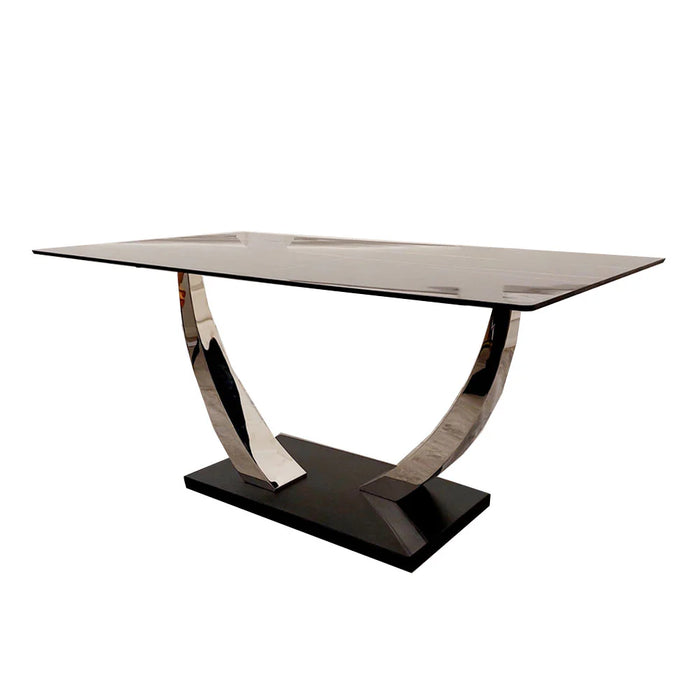 Venus 1.6 Chrome Dining Table with Black Sintered Stone Top