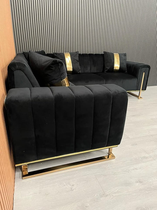 Genova 3+2 Sofa Range In Black And Gold