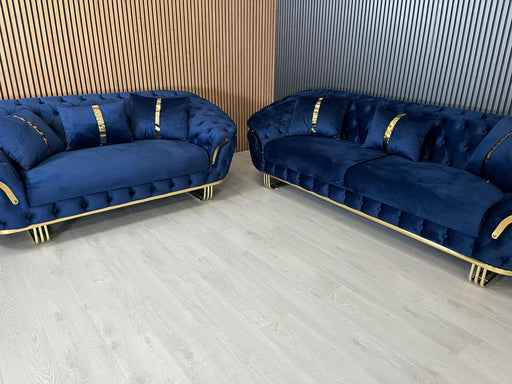 Bvlgari Special 3+2 Sofa in Navy Blue and Gold
