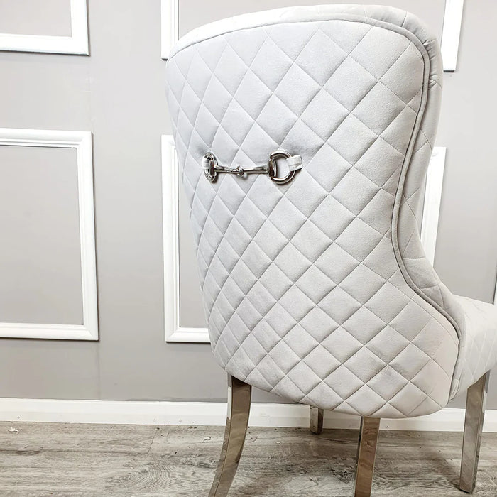 Kate Dining Chair With Chrome Clasp & Quilted Back