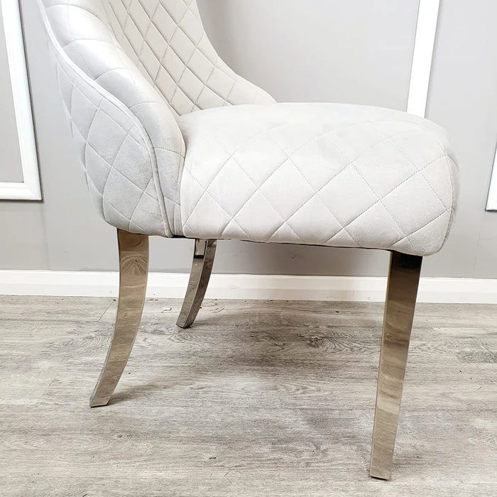 Kate Dining Chair With Chrome Clasp & Quilted Back