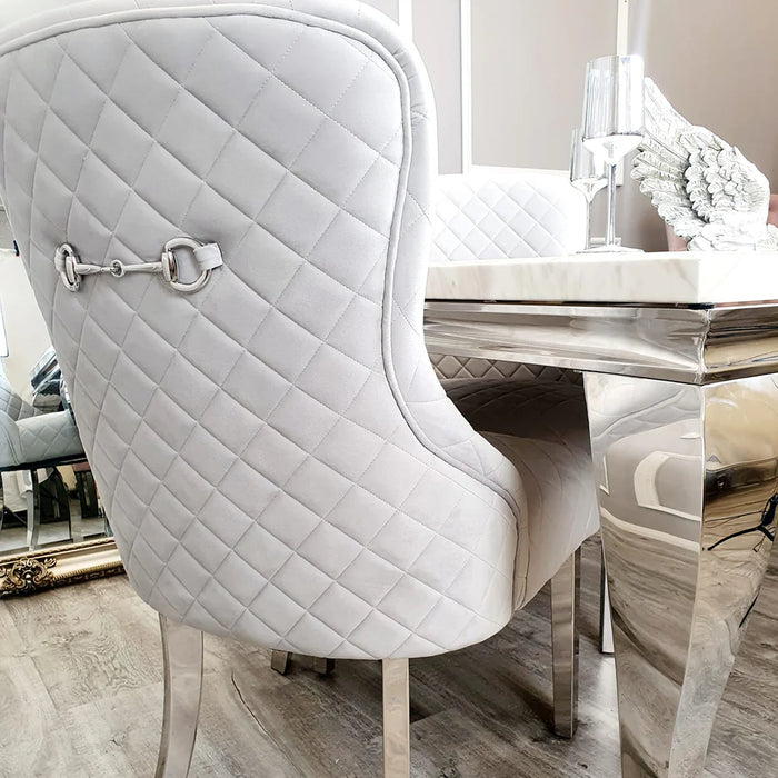 Kate Dining Chair With Chrome Clasp & Quilted Back