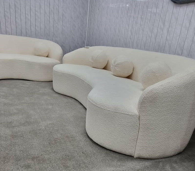 Alaina Cloud Sofa 3 Seater Range Grey Boucle Fabric