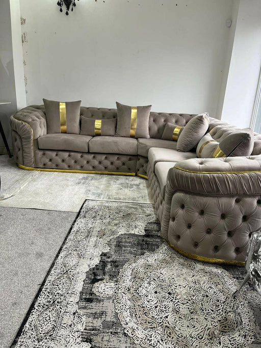 Ambassador Corner Sofa  270cm x 270cm Beige Plush Velvet