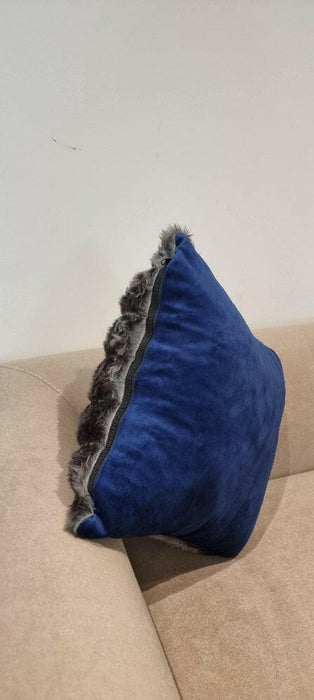 Neoma Blue With Grey Fur Cushion