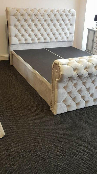 DiCaprio french velvet ottoman bed