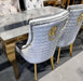 Lexi Chair Grey Pewter Velvet & Gold Detailing