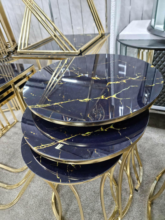 ZINA NEST OF TABLES 3+1 - BLACK AND GOLD - NOW ON SALE
