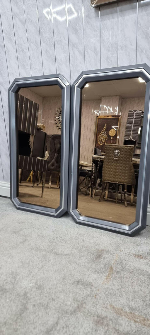 LOTUS WALL MIRROR IN GREY & CHROME (PRICE IS FOR PAIR) - NOW ON SALE