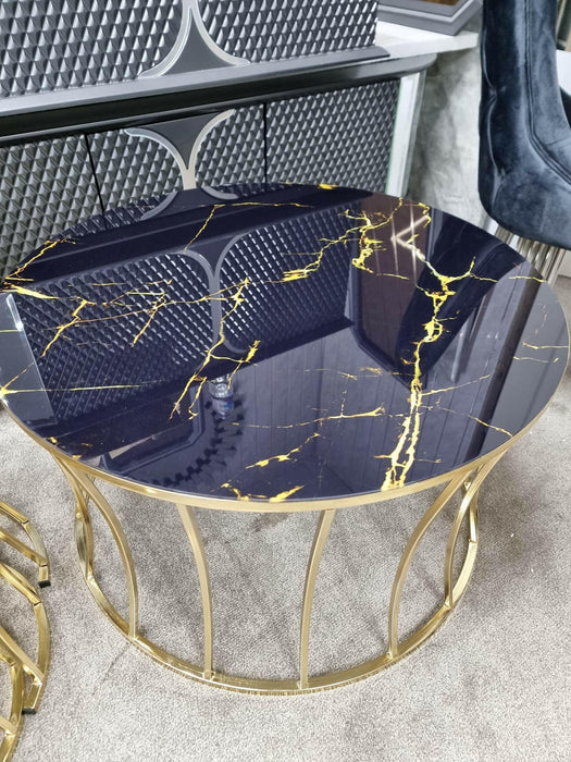 ZINA NEST OF TABLES 3+1 - BLACK AND GOLD - NOW ON SALE
