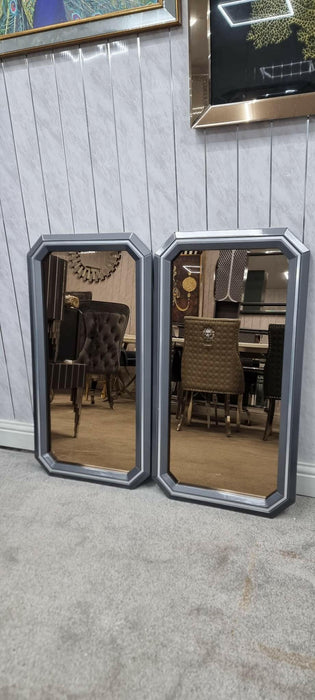 LOTUS WALL MIRROR IN GREY & CHROME (PRICE IS FOR PAIR) - NOW ON SALE