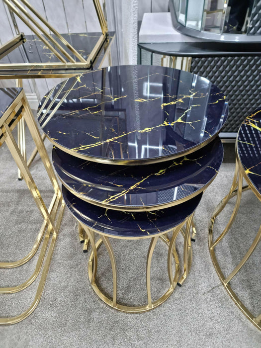 ZINA NEST OF TABLES 3+1 - BLACK AND GOLD - NOW ON SALE