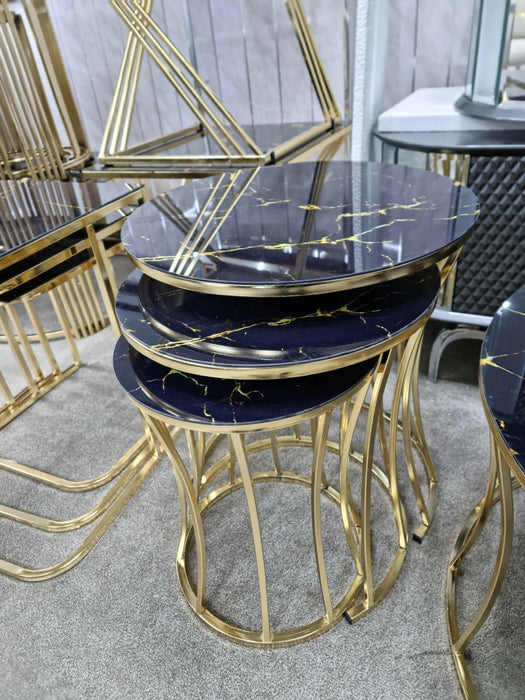 ZINA NEST OF TABLES 3+1 - BLACK AND GOLD - NOW ON SALE