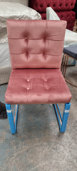 Atlanta Pink & Rose Gold Metal Plating Velvet Dining Chair